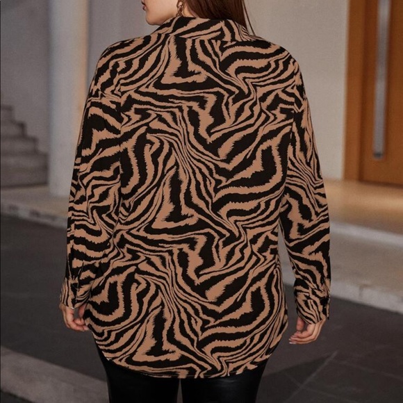 Shein Zebra Stripe Drop Shoulder Blouse - Picture 2 of 7